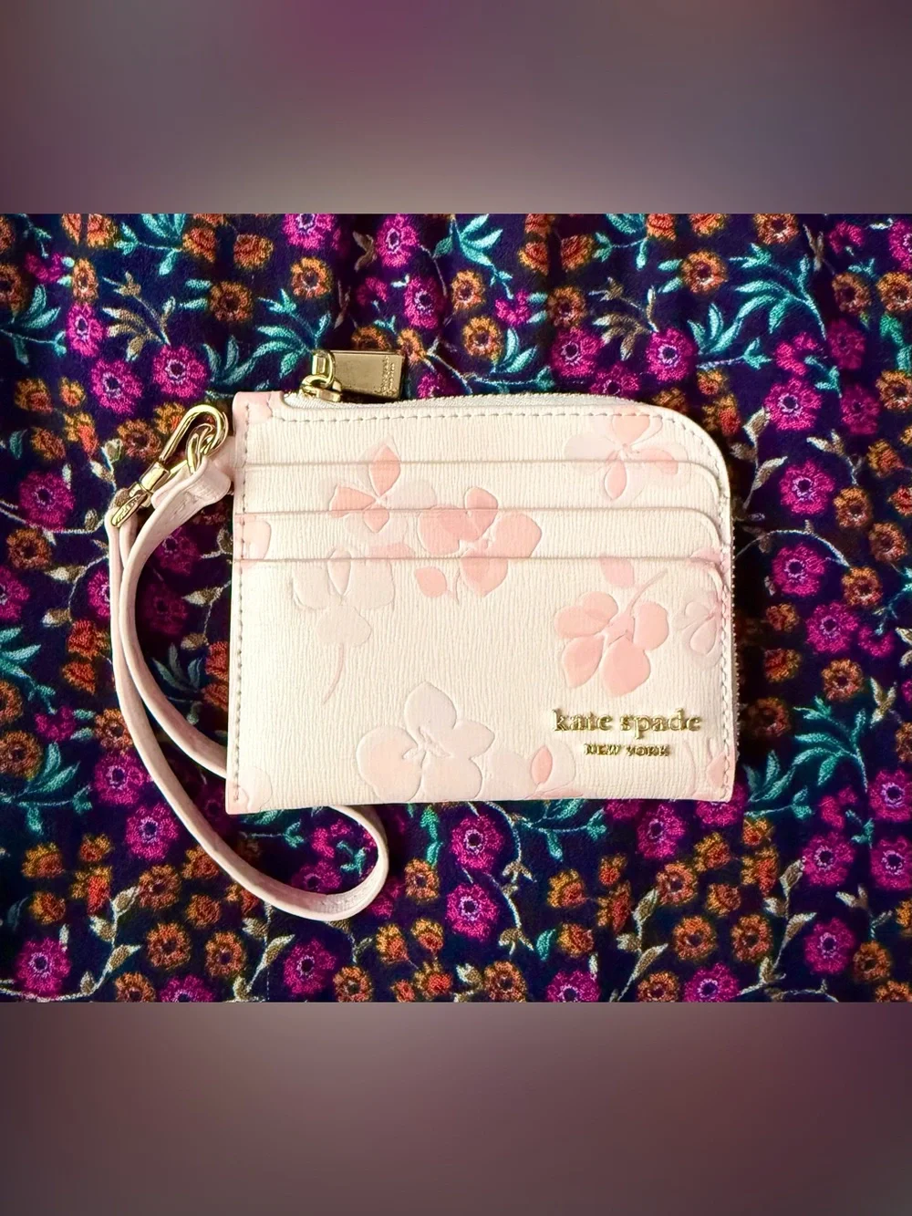 Kate Spade Devin Spring Pansies Card Case Wristlet